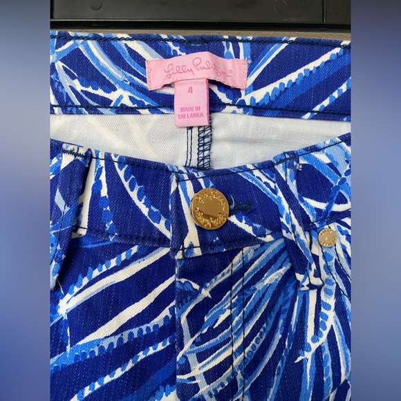Lilly Pulitzer Twilight Blue Leaf Print denim Pants size 4 - Picture 7 of 7